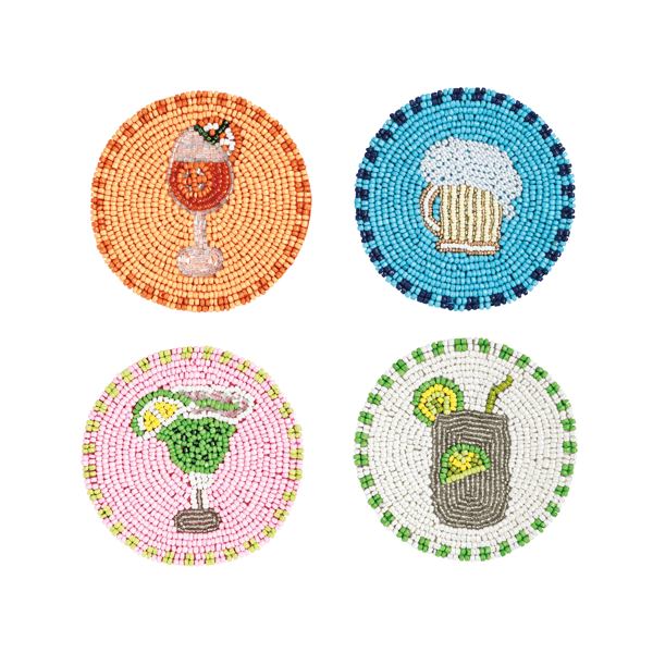 Sips Beaded Coasters, Set of 4