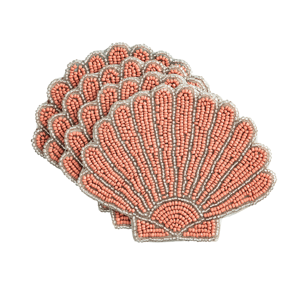 Scallops Beaded Coasters, Set of 4