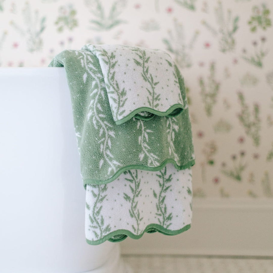 Weezie Patterned Scallop Hand Towels Pair, Willow