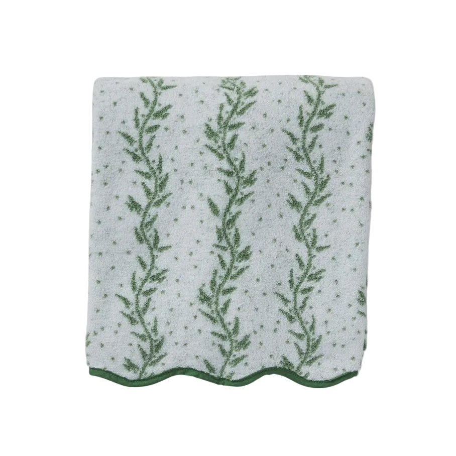 Weezie Patterned Scallop Bath Towel, Willow