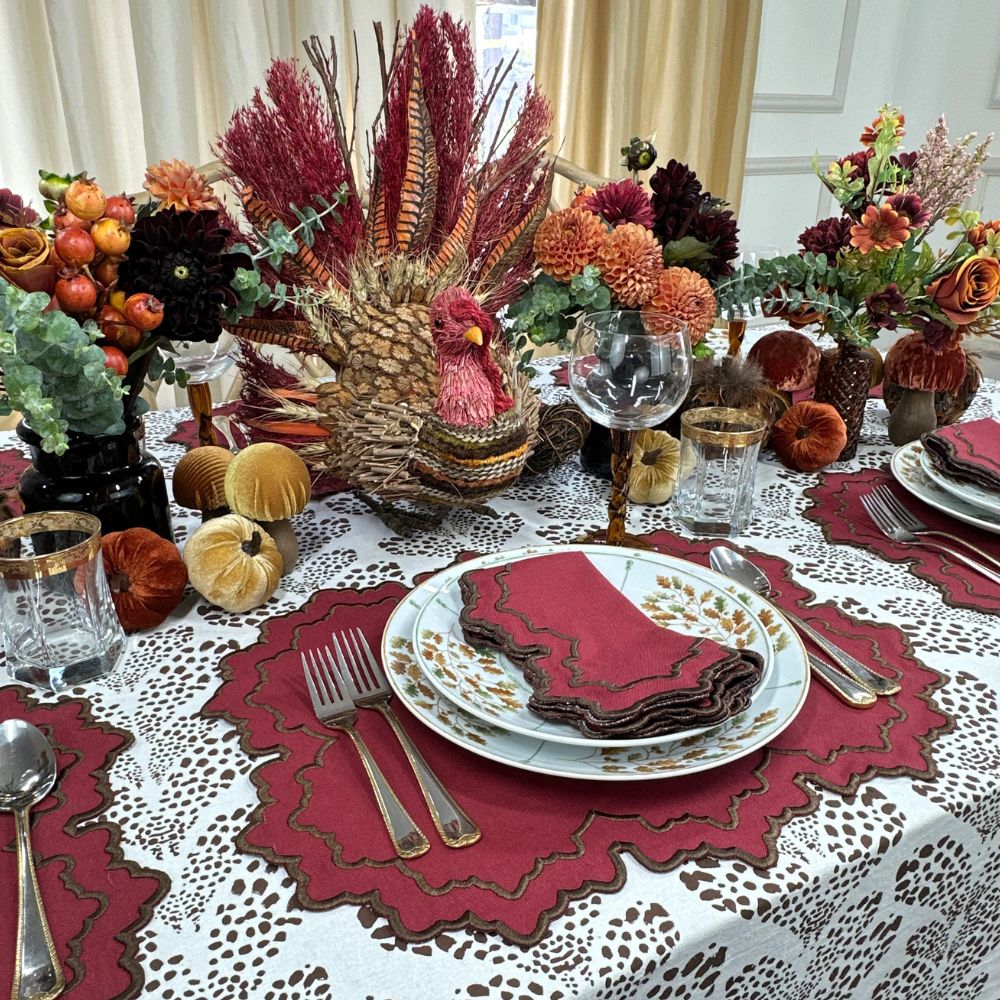 Whitley Placemat, Burgundy & Cocoa, Set of 4