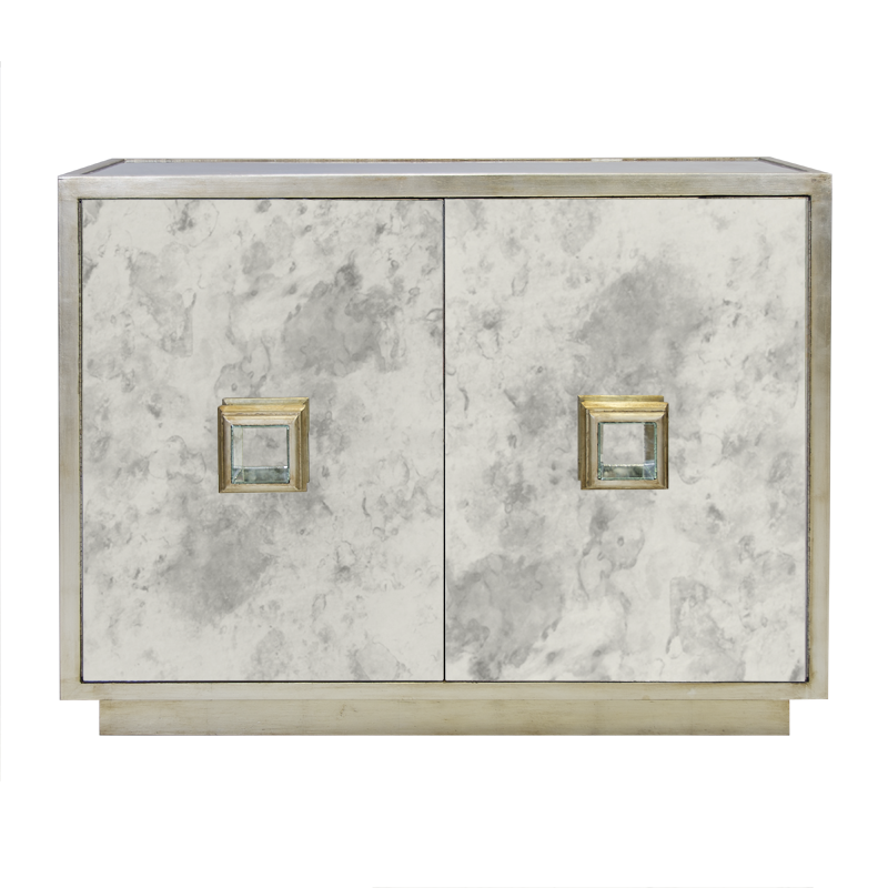 Worlds Away Winslow 2-Door Cabinet, Silver Leaf