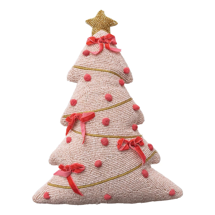 Whimsical Beaded Tree Pillow