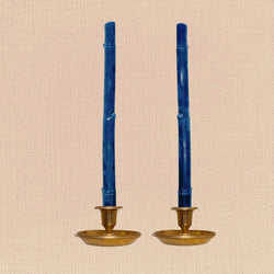 Pair of Blue Bamboo Taper Candles 