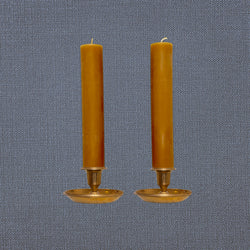 Pair of 9 Inch Natural Beeswax Round Column Candles 