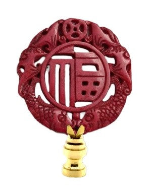 Hand Carved Red Jade Finial - Hunt and Bloom