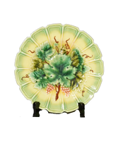 Vintage Green Leaf Majolica Plate