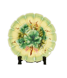 Vintage Green Leaf Majolica Plate