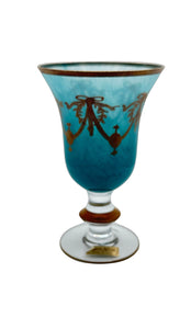 Vintage Italian Blue and Gold Glass Goblet