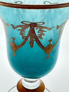 Vintage Italian Glass Goblet, Blue/Gold - Hunt and Bloom