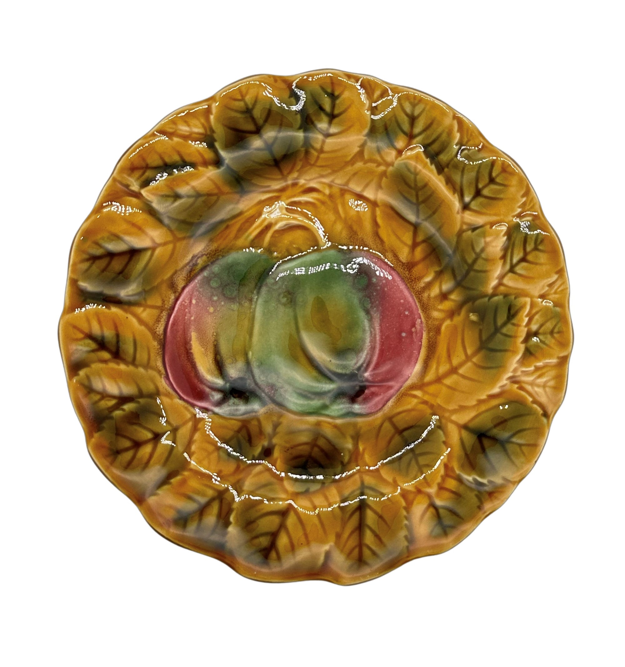 Vintage French Apple in the Middle Majolica Plate