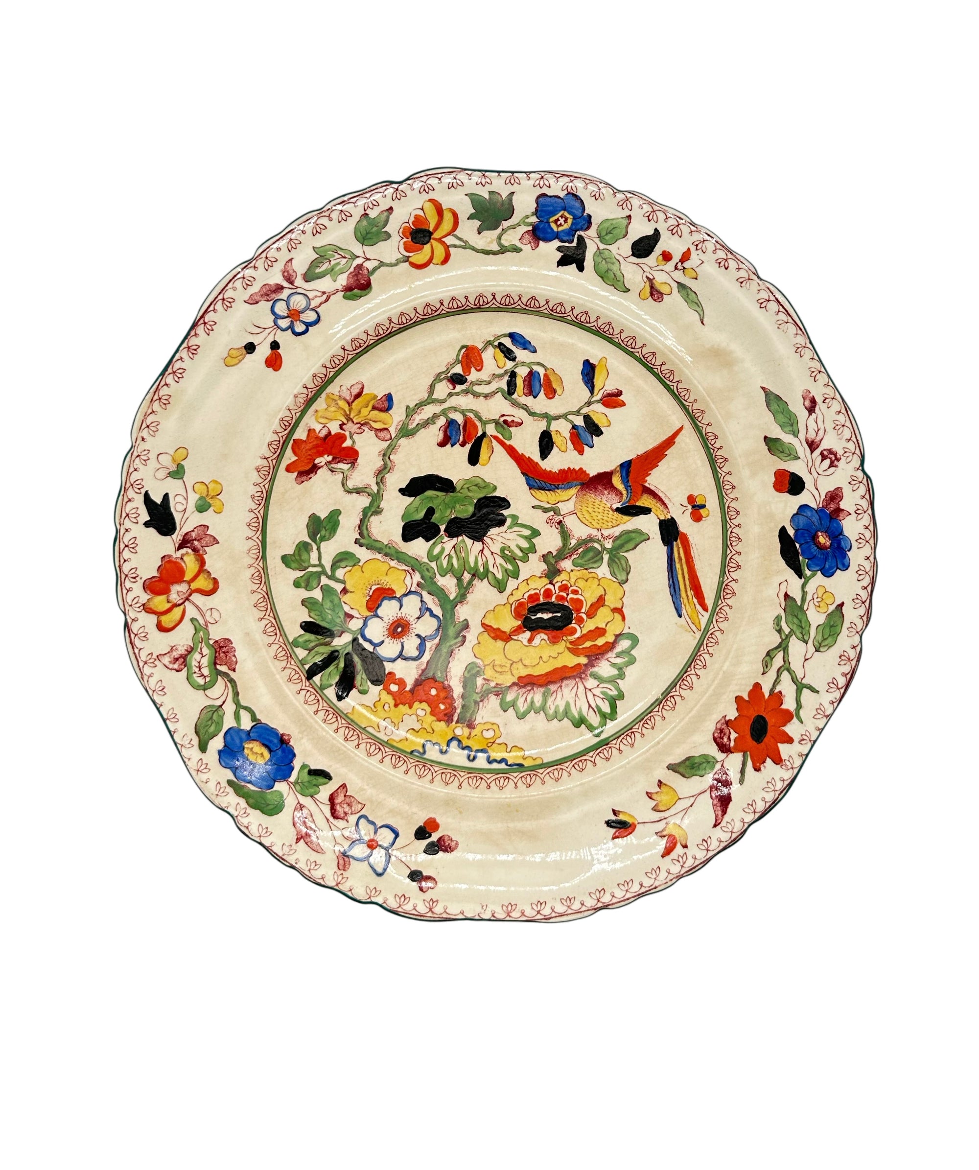 9 inch Antique Multi Color Floral Motif Mason's Plate 