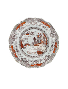9 Inch Antique Mason's Plate with touches of Red 