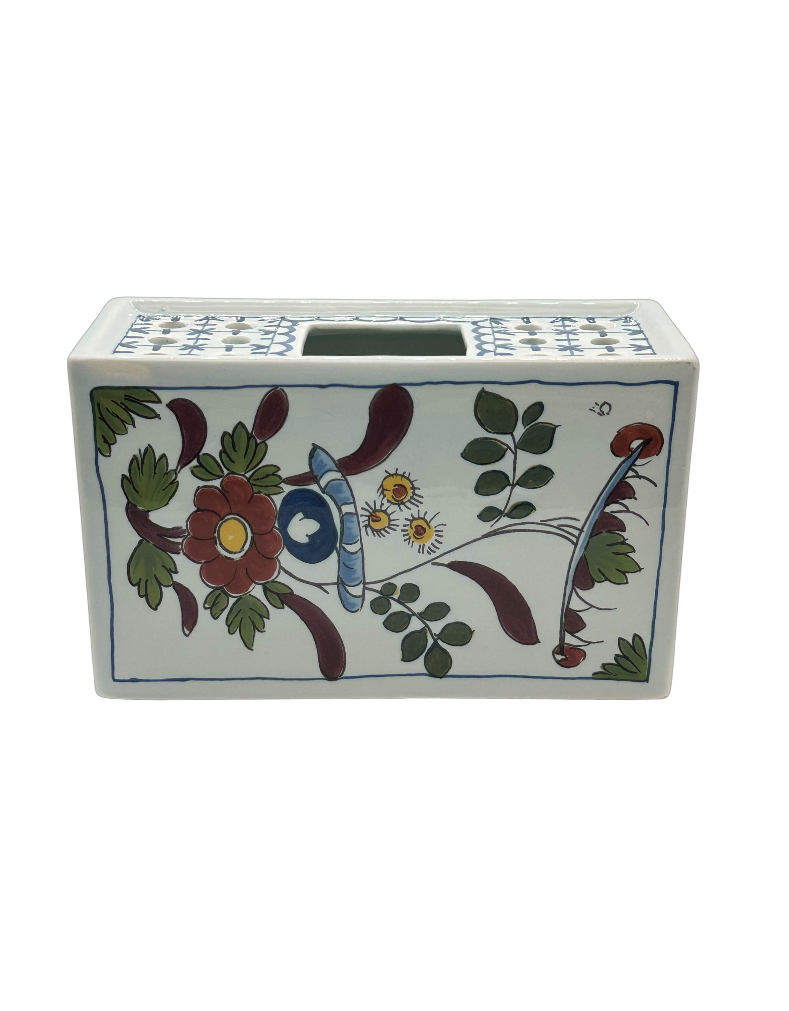 Vintage Delft Polychrome Flower Brick - Hunt and Bloom