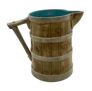 Majolica Barrel with Teal Interior Pitcher - Hunt and Bloom