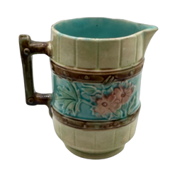 Majolica Brown Teal Floral Mini Pitcher - Hunt and Bloom