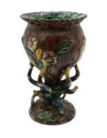 Antique French Palissy brown, yellow and green chalice 