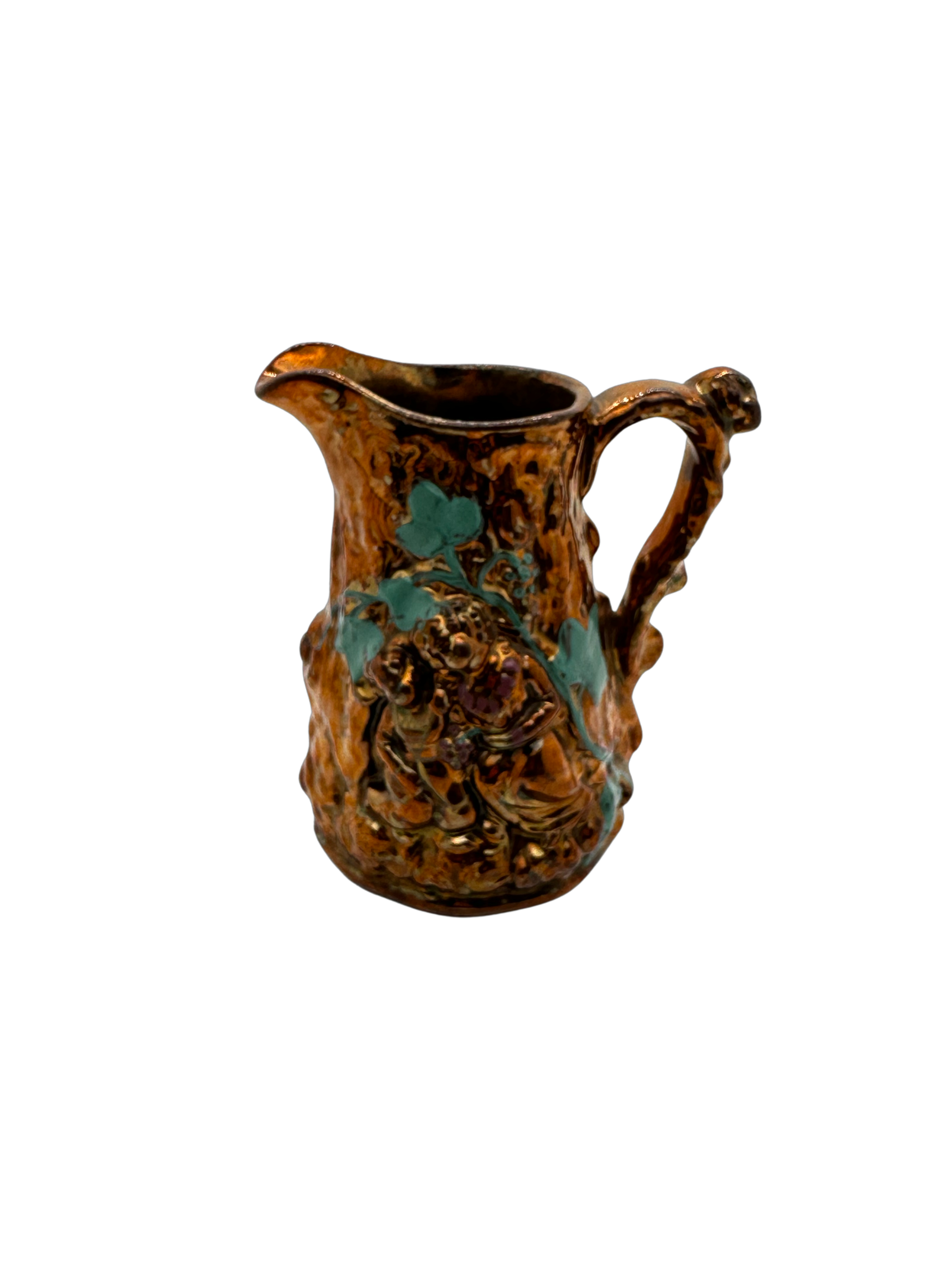 Antique Lusterware Pitcher Copper with Green Ivy - Hunt and Bloom