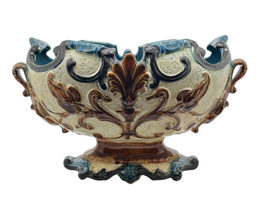 Antique French Majolica Jardiniere - Hunt and Bloom