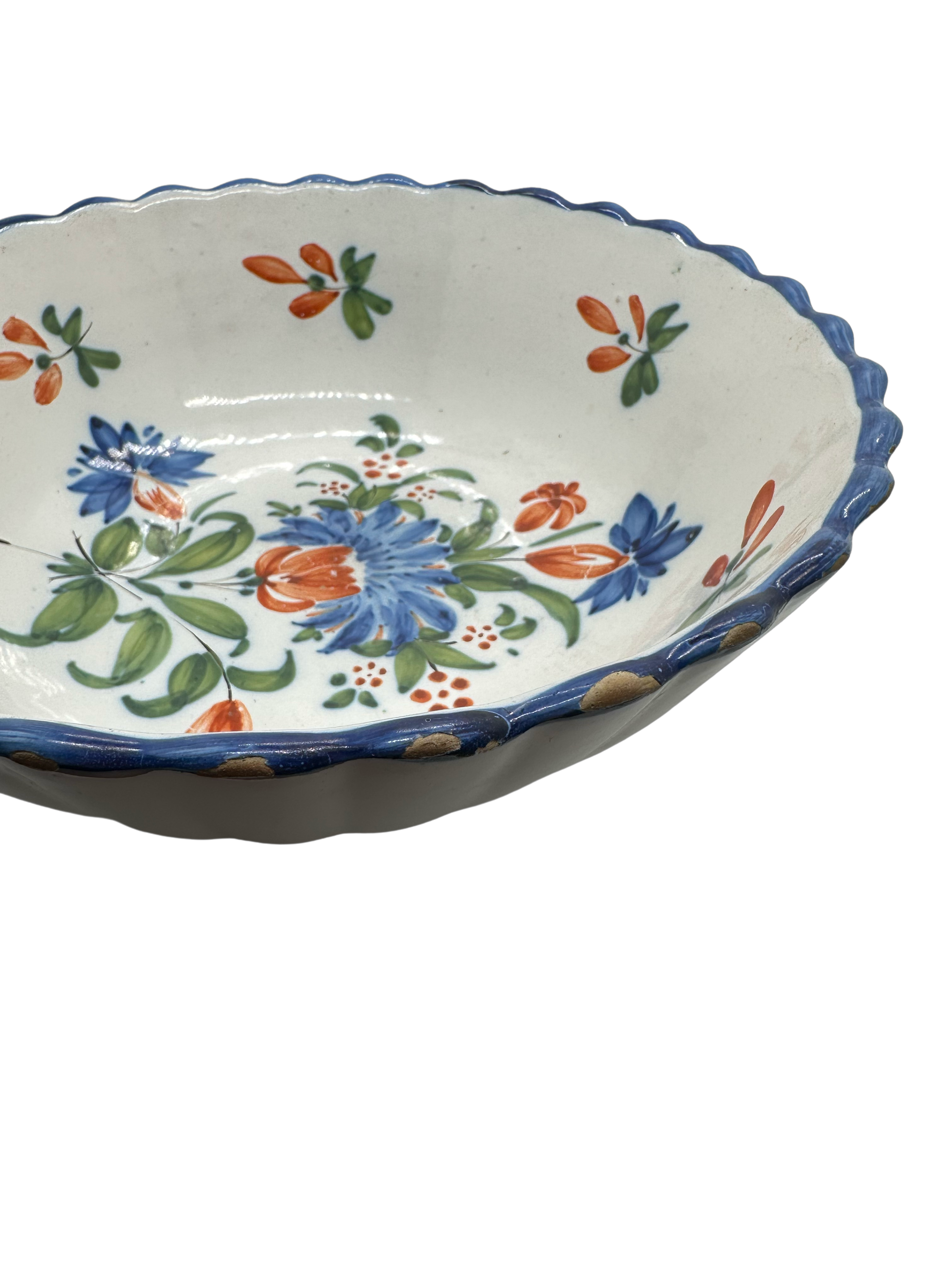 Vintage Blue Scalloped Edge French Bowl - Hunt and Bloom