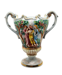 Vintage Capodimonte Amphora - Hunt and Bloom