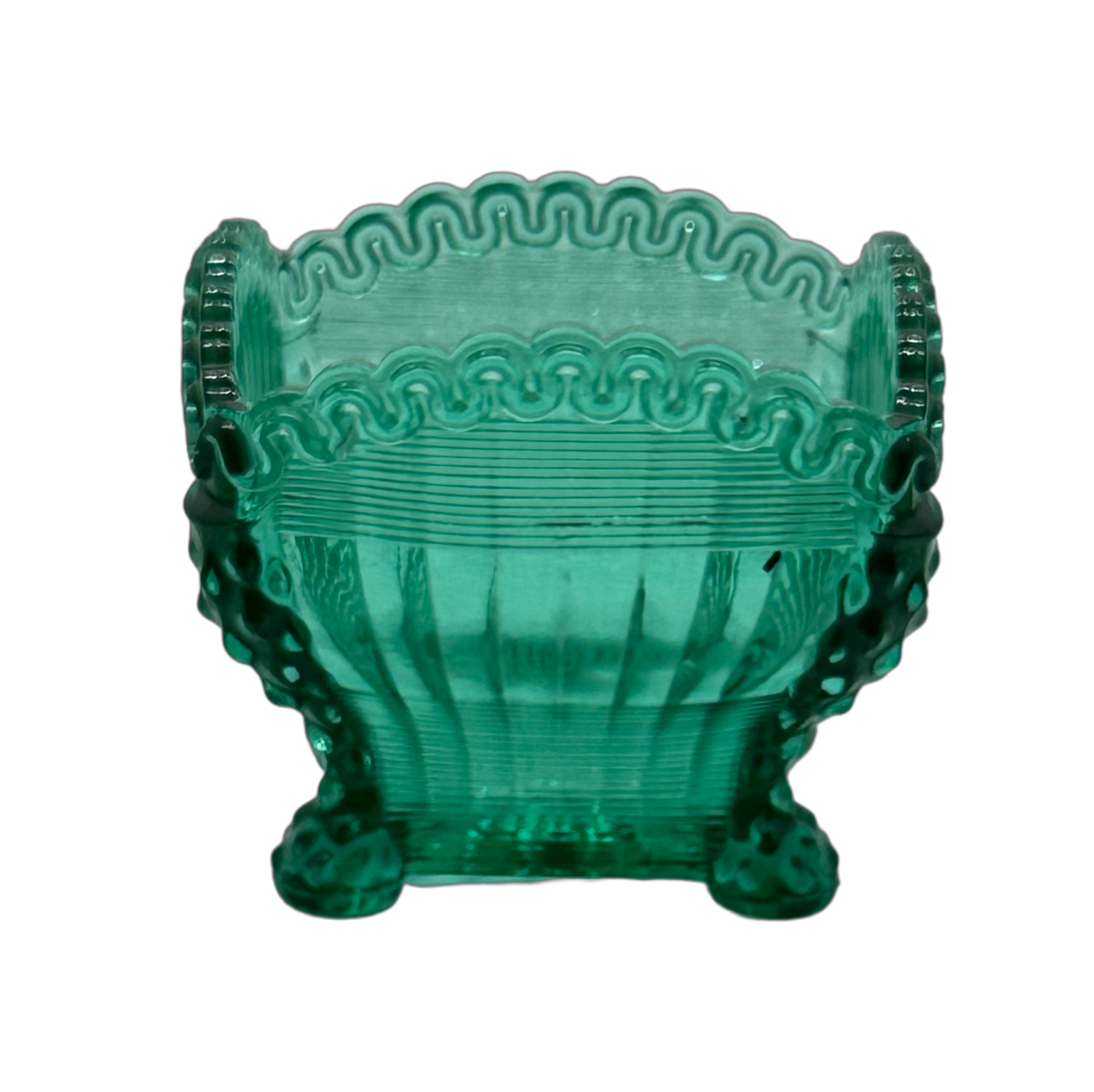 Antique Northwood Alaska Green Glass Bowl 
