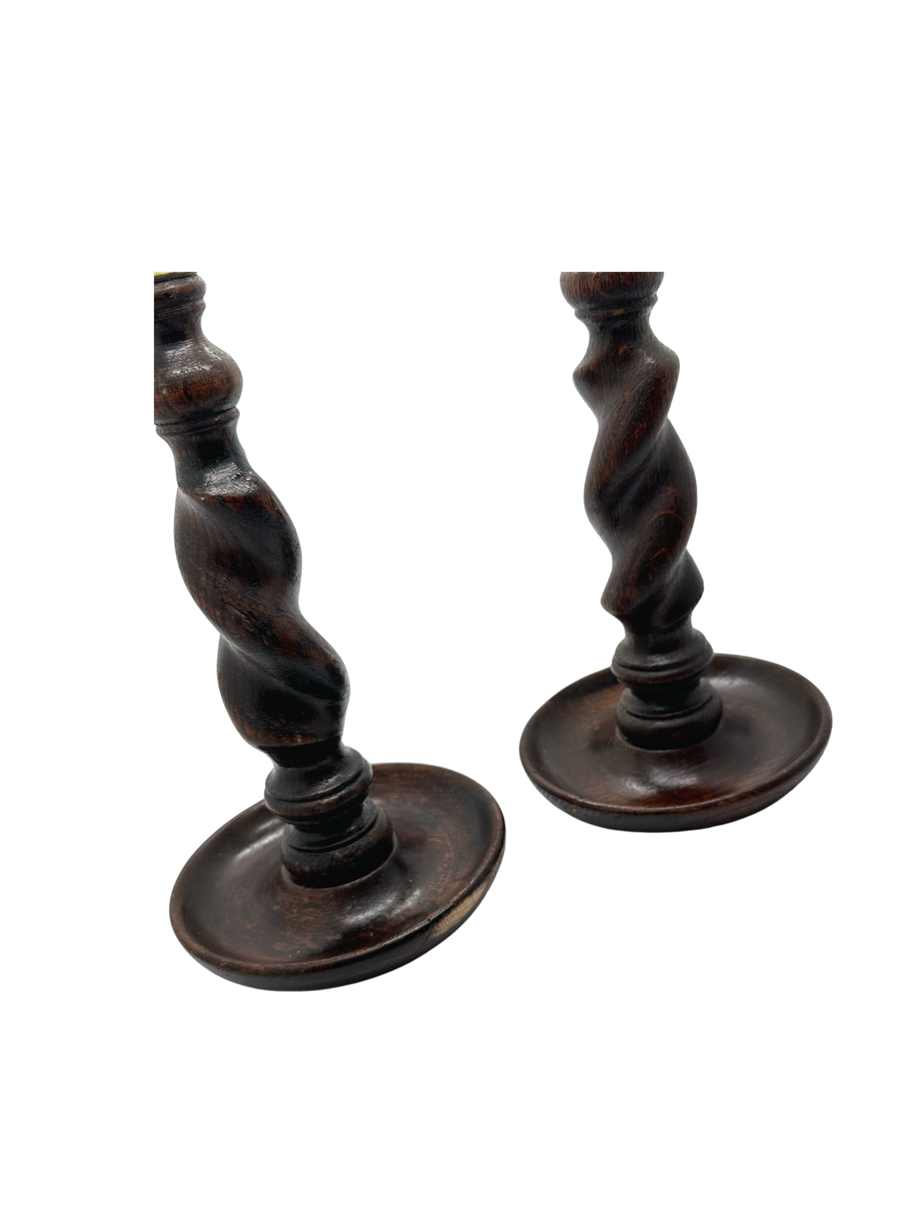 Pair of antique barley twist candlesticks