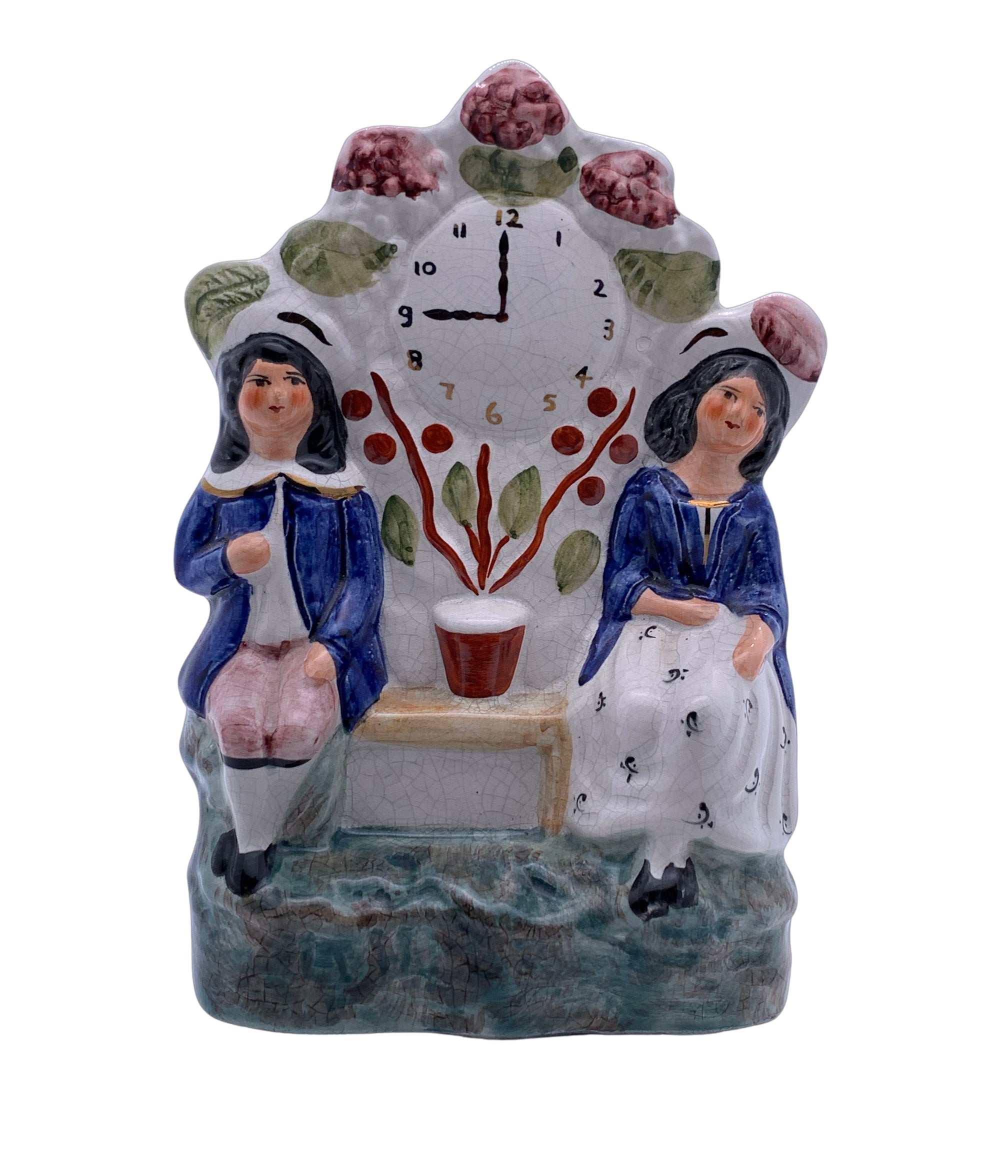 Vintage Staffordshire Clock Couple - Hunt and Bloom