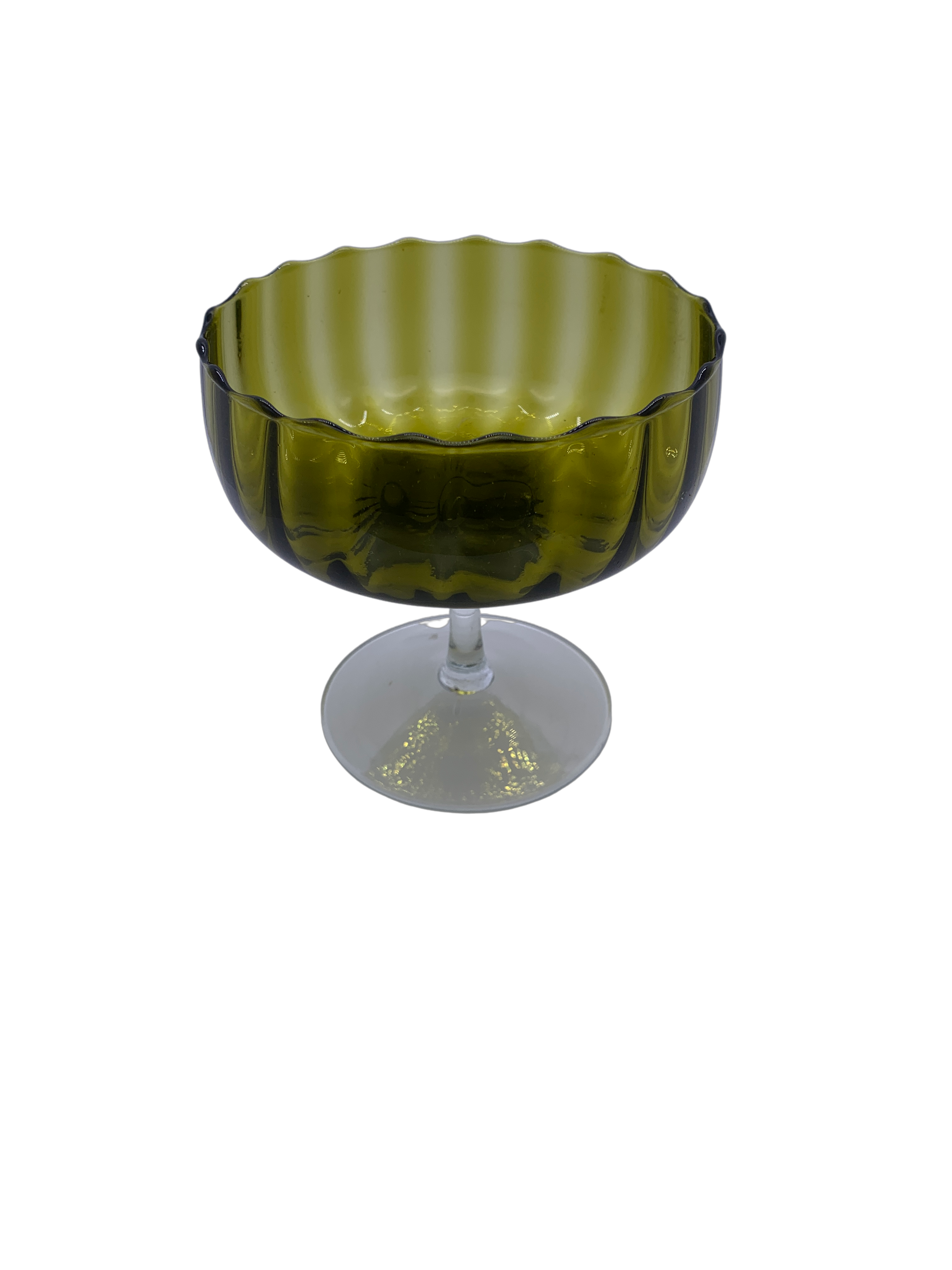 Vintage Empoli Glass Compote - Hunt and Bloom