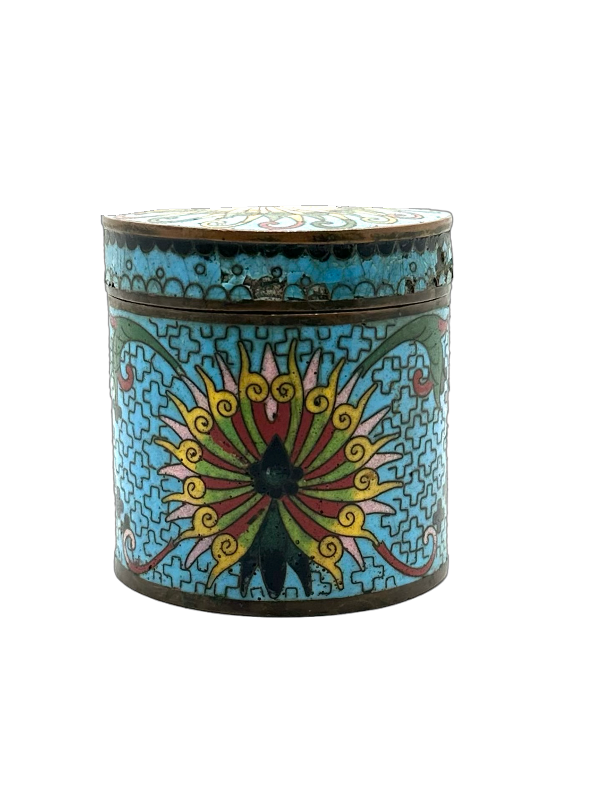 Vintage Cloisonne Cylinder Box - Hunt and Bloom