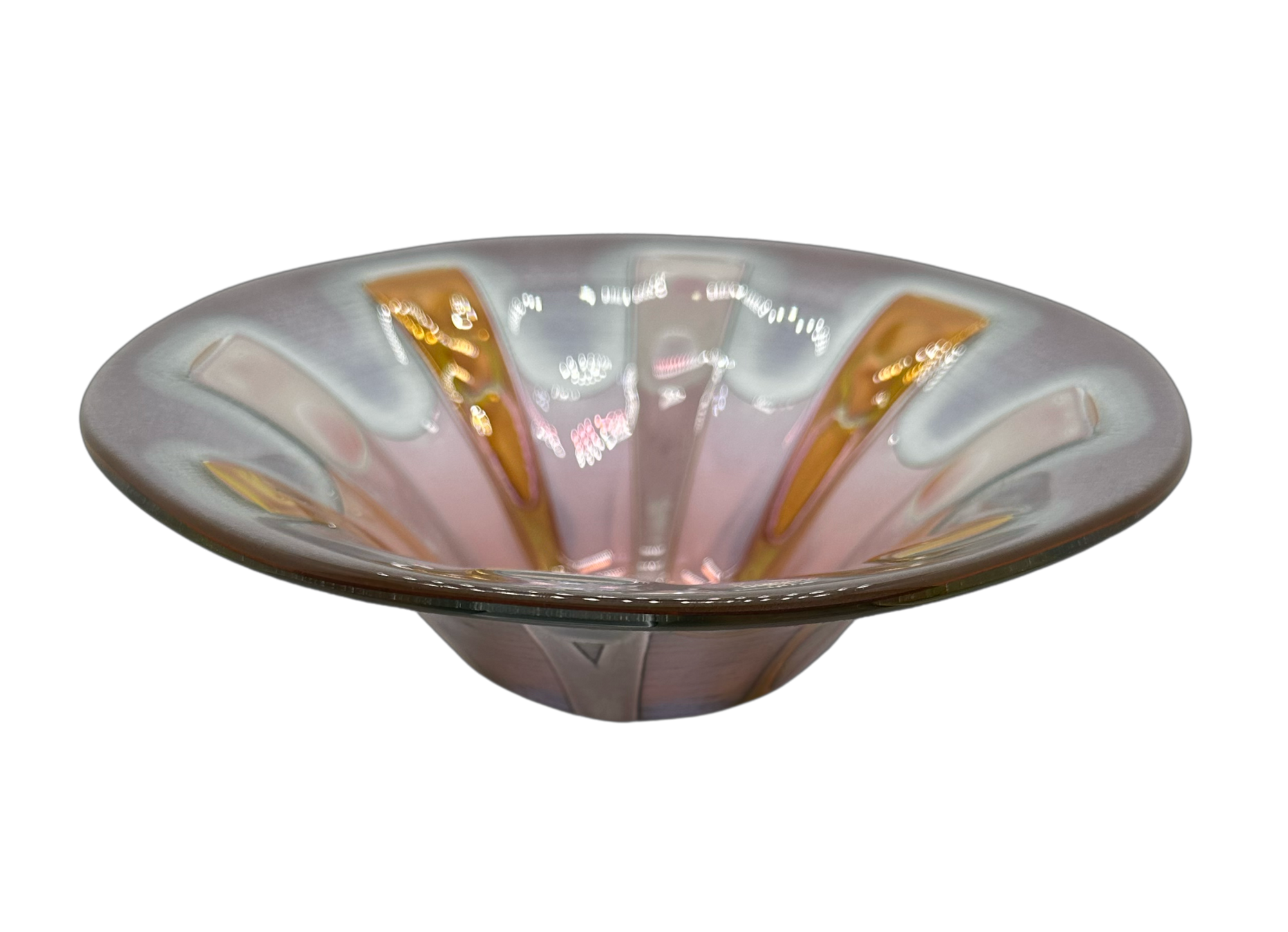 Vintage Lavender Pink & Orange Higgins Glass Bowl - Hunt and Bloom