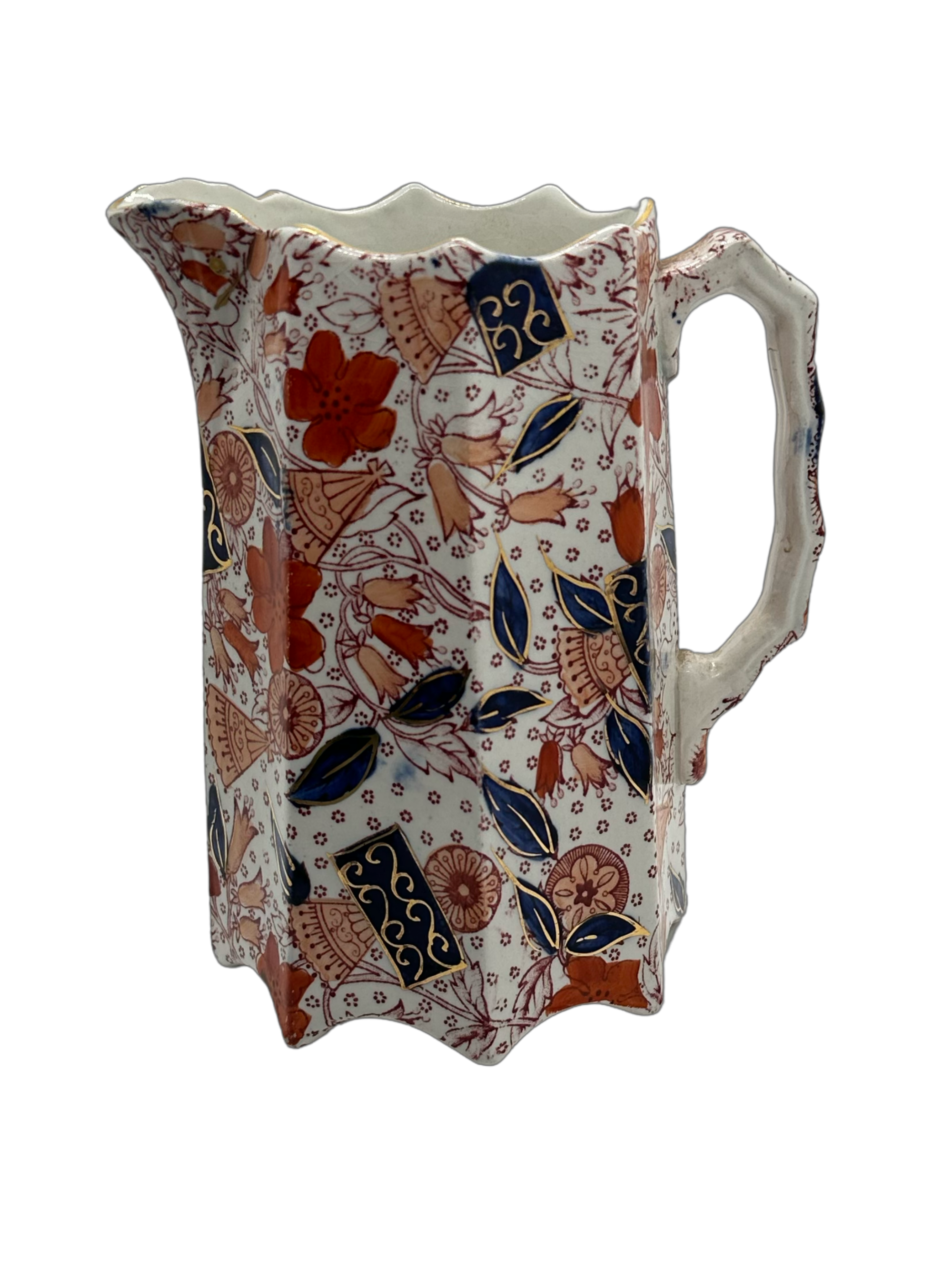 Vintage Small Imari Style Fluted Pitcher - Hunt and Bloom