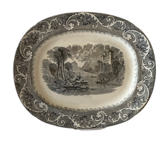 Antique Gray and White Rhine Platter - Hunt and Bloom