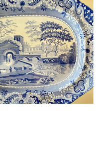 Antique Spode Blue and White Castle Platter - Hunt and Bloom