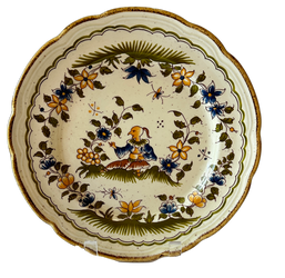 Vintage Yellow French Floral Plate 