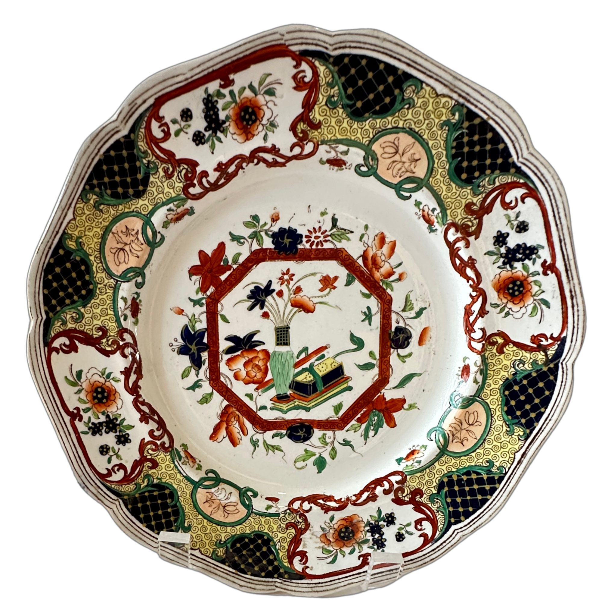 Antique Polychrome Plate - Hunt and Bloom