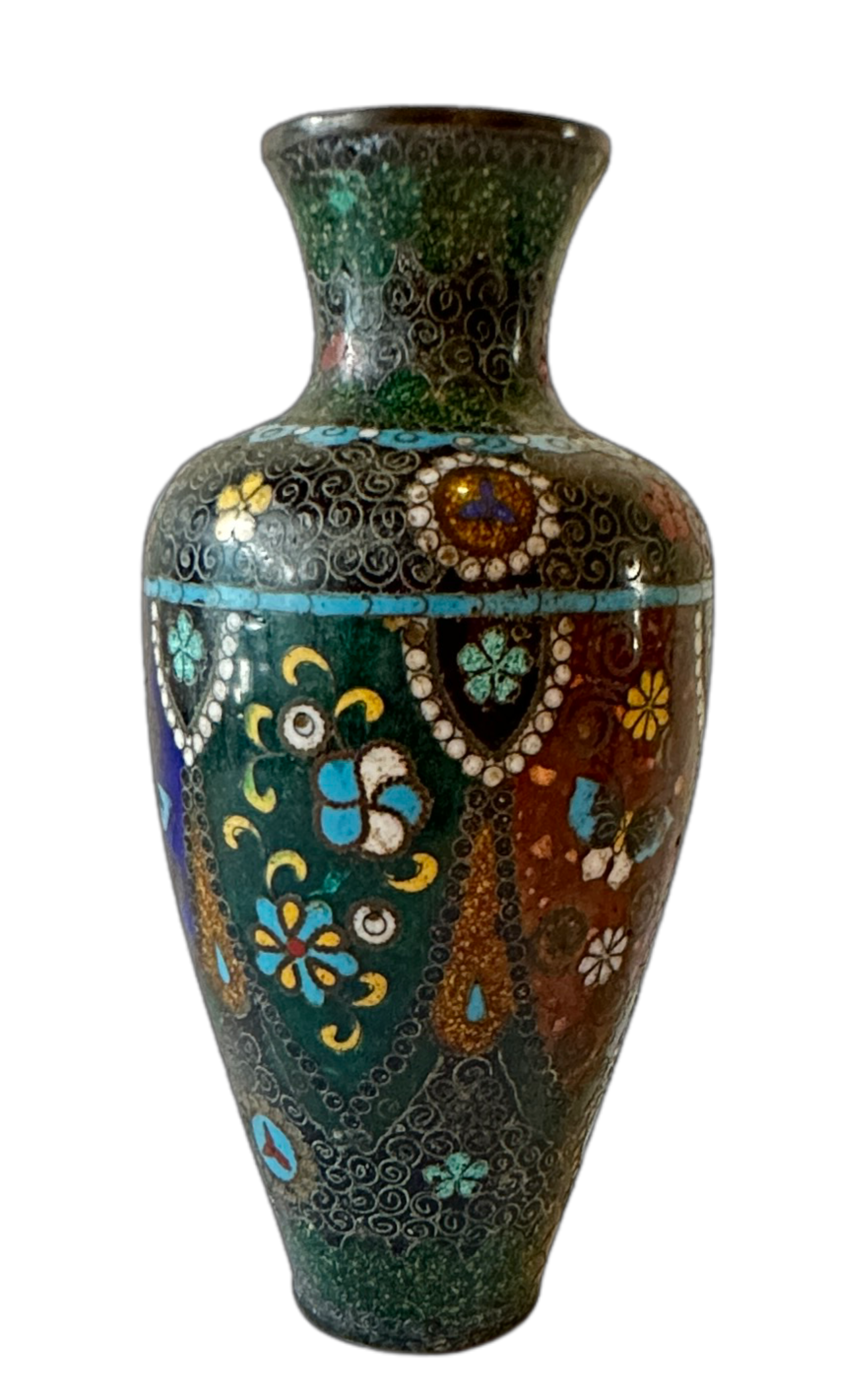 Antique 18th Century Green Cloisonne Vase 