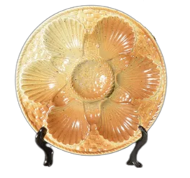 Vintage Yellow Scallop French Oyster Plate