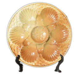 Vintage Yellow Scallop French Oyster Plate