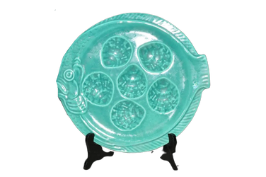 Vintage French Turquoise Fish Oyster Plates 