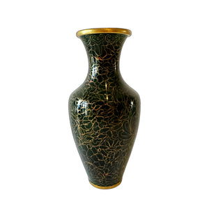 Vintage Dark Green Cloisonne Vase - Hunt and Bloom