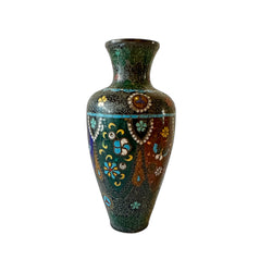 Antique 19th C. Green Cloisonne Vase - Hunt and Bloom