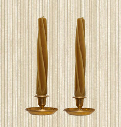 Pair of 9 inch Natural Beeswax Twist Taper Candles 
