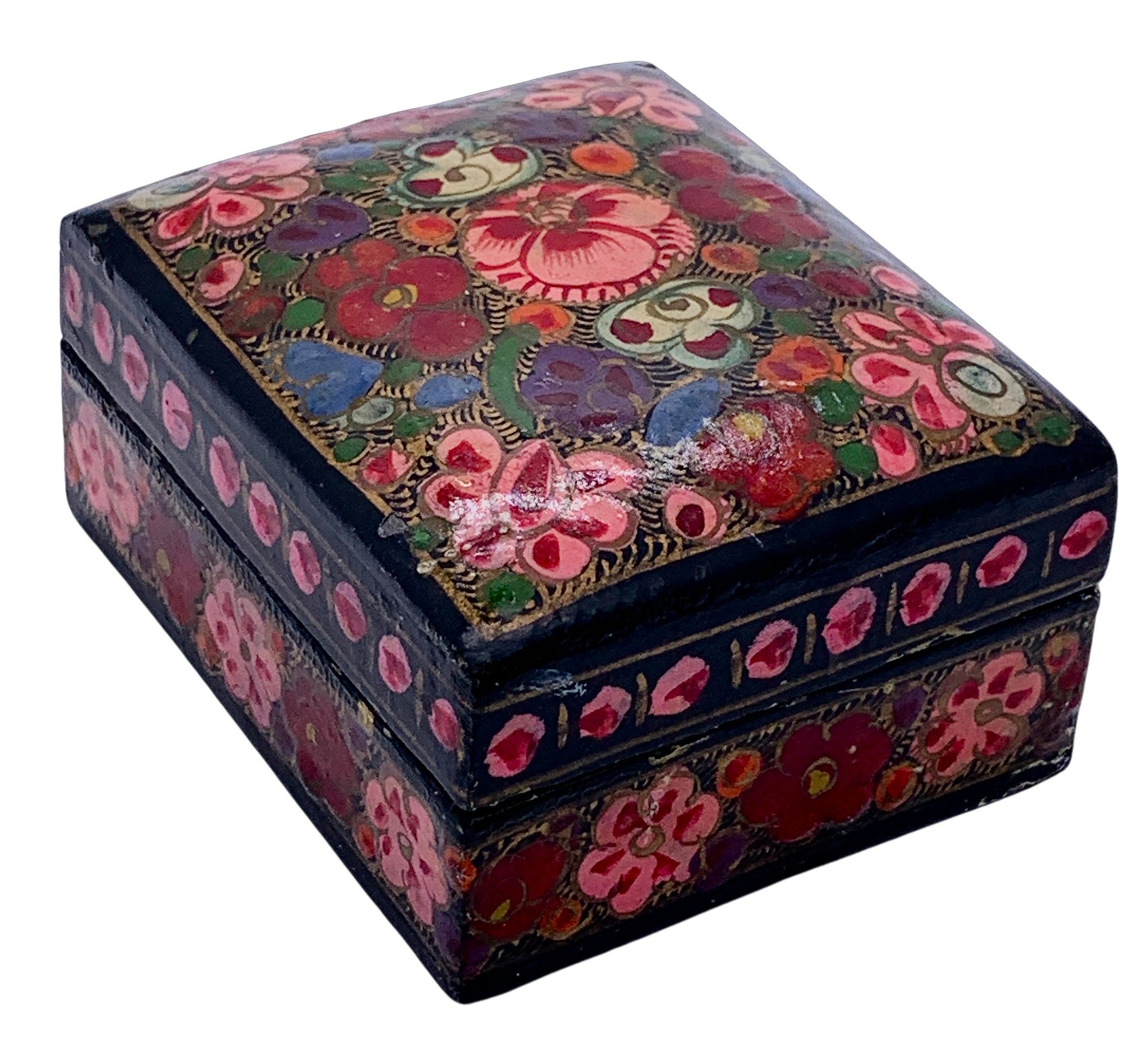 Vintage Kashmiri Floral Print Papier Mache Box - Hunt and Bloom