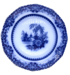 Antique Podmore & Walker Flow Blue Plate - Hunt and Bloom