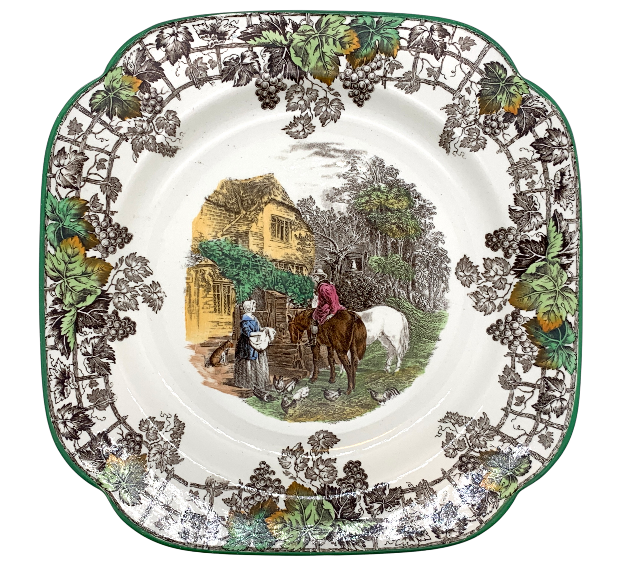 Antique Spode Byron Transferware Plate - Hunt and Bloom