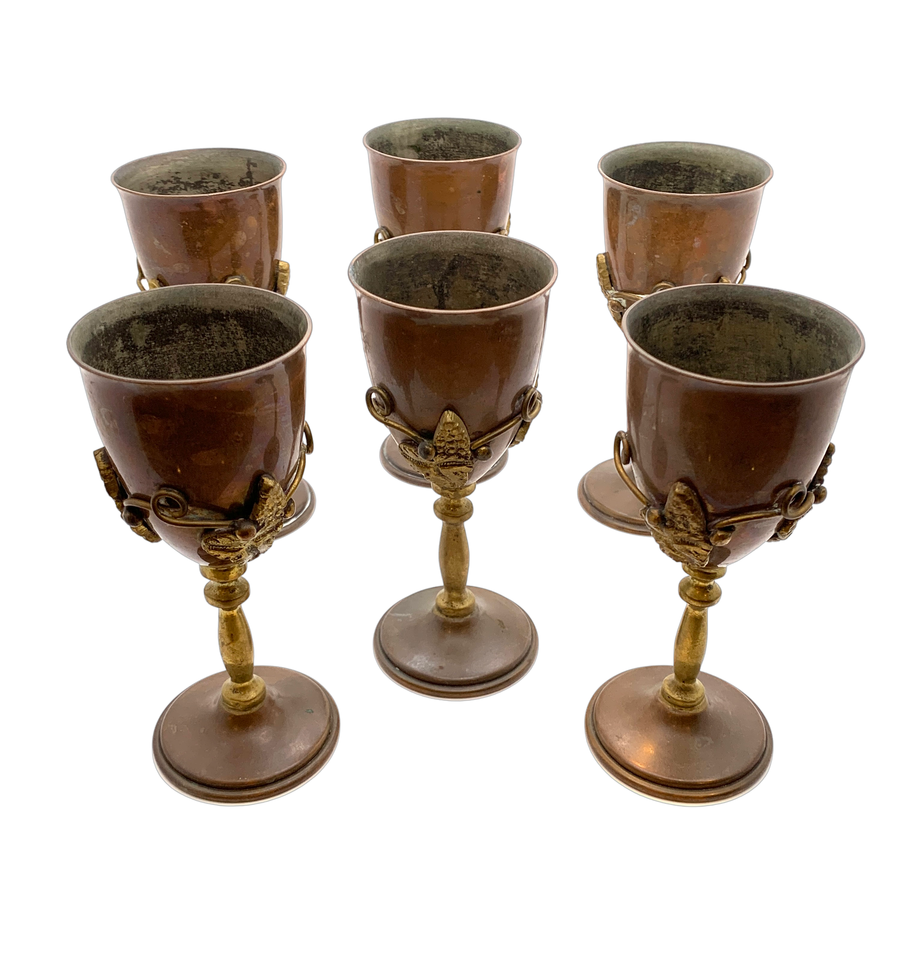 Vintage Copper & Brass Goblets, Set of 6 - Hunt and Bloom
