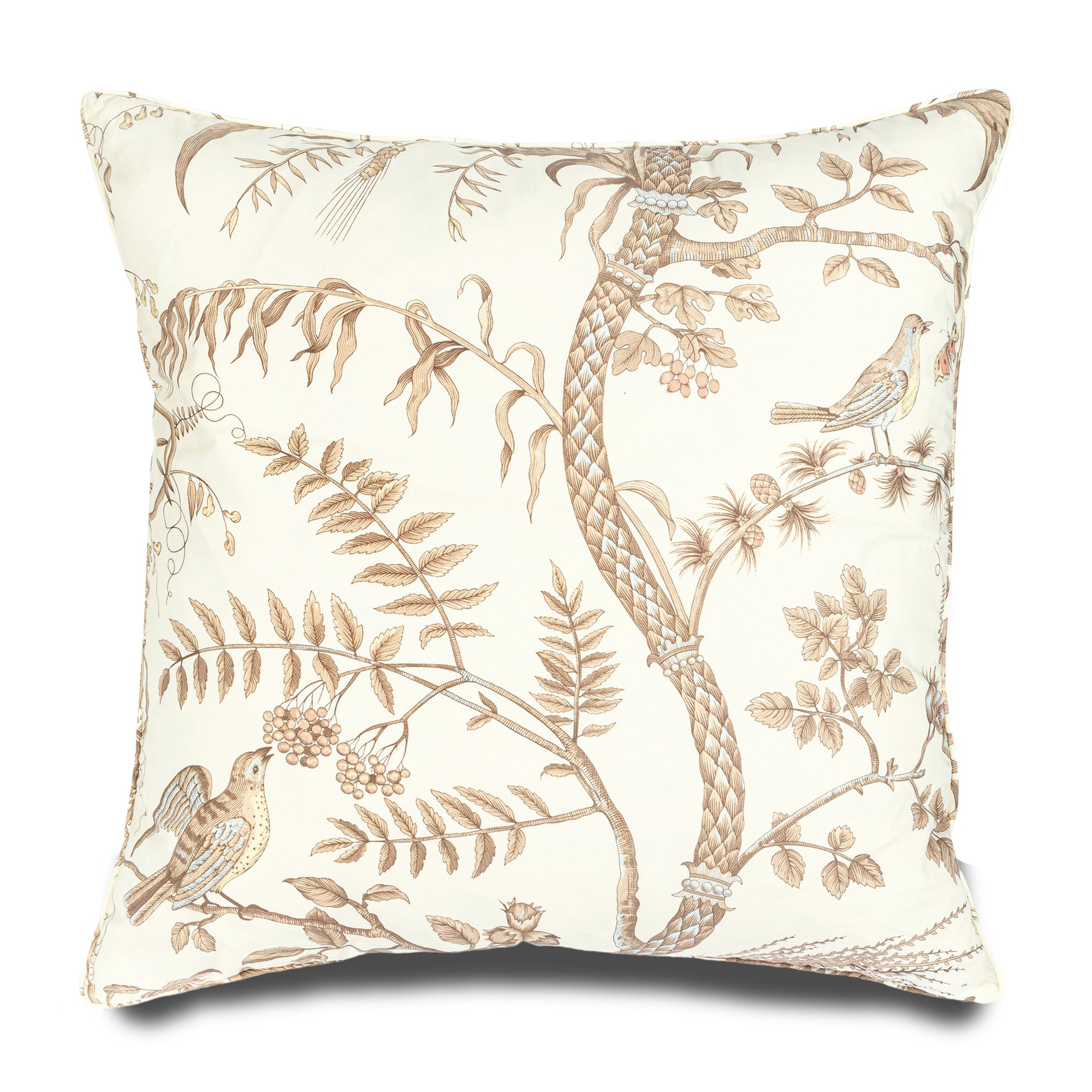 Bird and Thistle 22 Inch Pillow in Beige 
